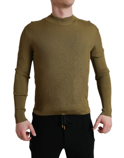 Dolce &amp; Gabbana – Pullover aus Viskose in Armeegrün mit Rundhalsausschnitt