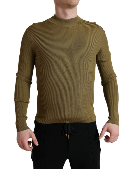 Dolce &amp; Gabbana – Pullover aus Viskose in Armeegrün mit Rundhalsausschnitt
