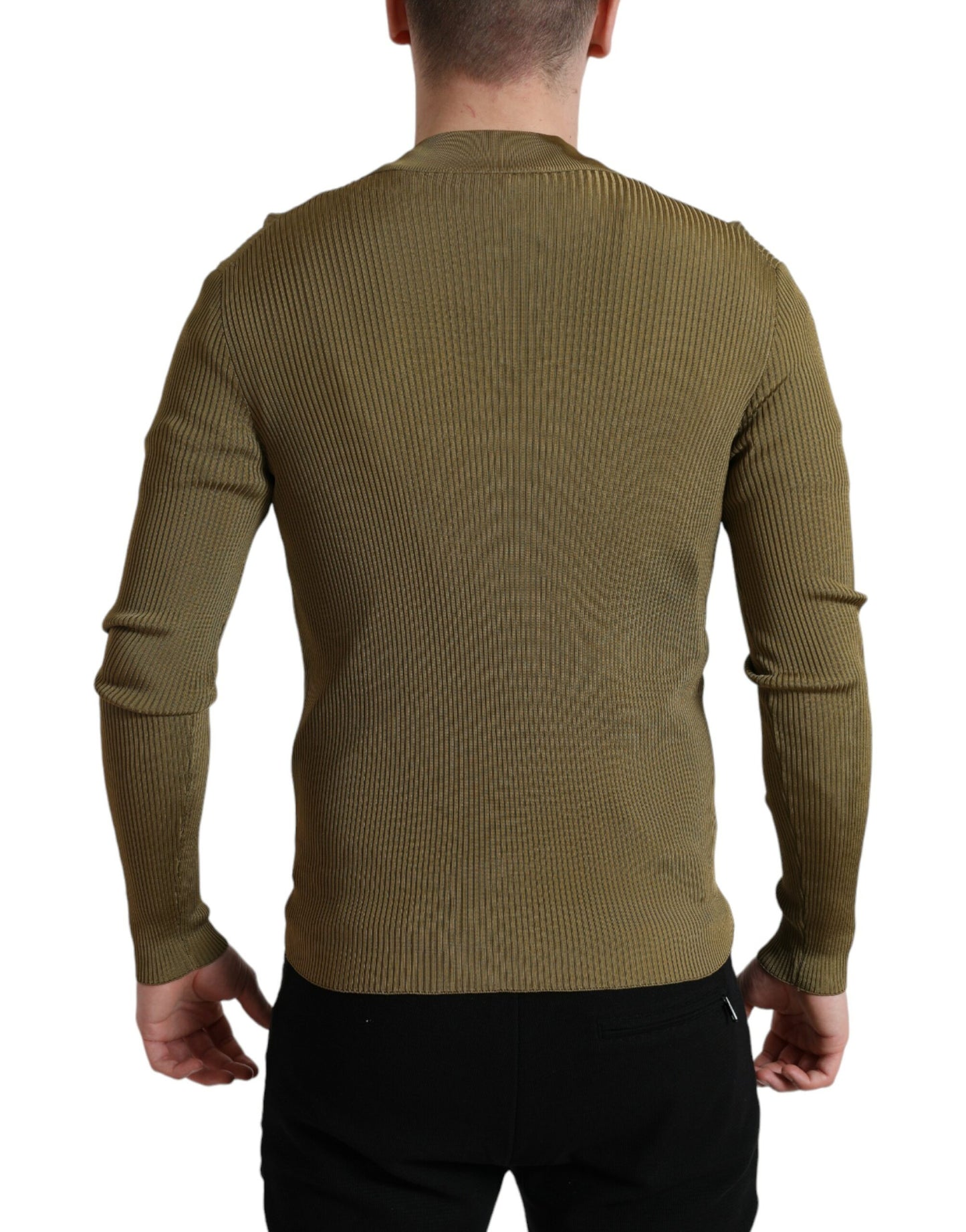 Dolce &amp; Gabbana – Pullover aus Viskose in Armeegrün mit Rundhalsausschnitt