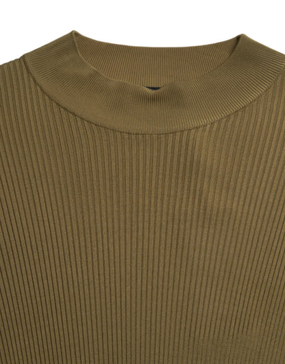 Dolce &amp; Gabbana – Pullover aus Viskose in Armeegrün mit Rundhalsausschnitt