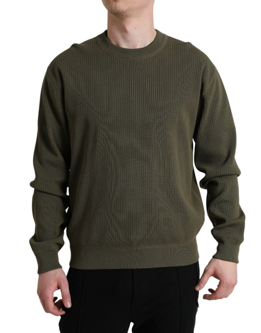 Dolce &amp; Gabbana Grüner Baumwollpullover mit Rundhalsausschnitt für Herren