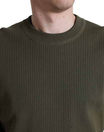 Dolce &amp; Gabbana Grüner Baumwollpullover mit Rundhalsausschnitt für Herren