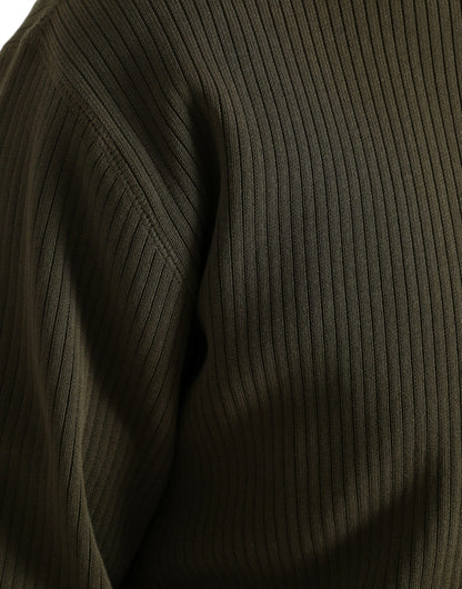 Dolce &amp; Gabbana Grüner Baumwollpullover mit Rundhalsausschnitt für Herren