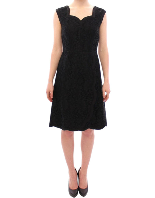 Dolce &amp; Gabbana Schwarzes Sicily-Laufstegkleid mit Blumenspitze