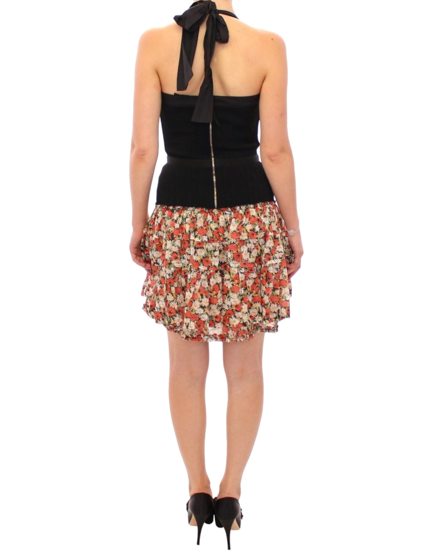 Dolce &amp; Gabbana – Mehrfarbiges Neckholder-Kleid mit Blumenmuster
