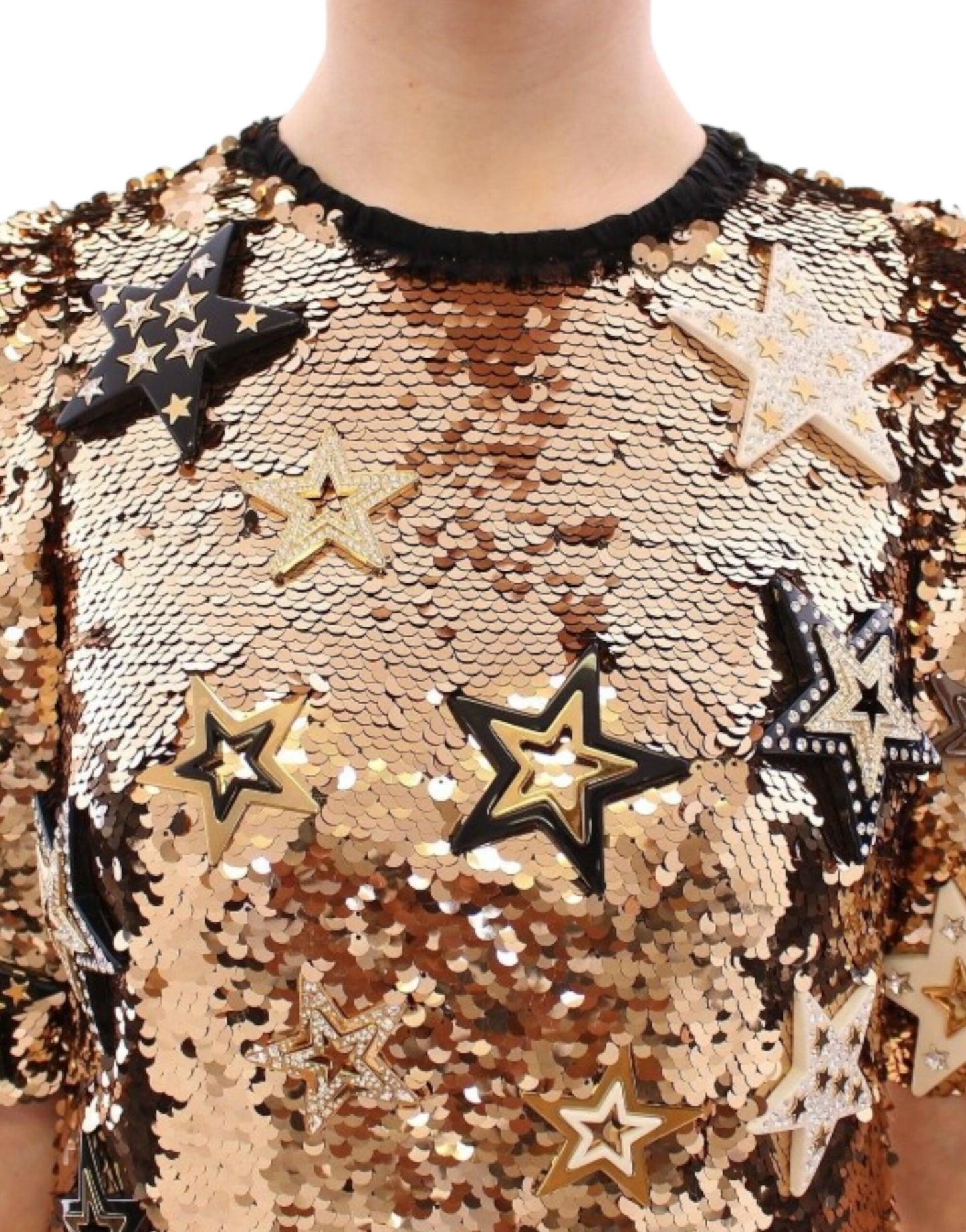 Dolce &amp; Gabbana Masterpiece – Kleid mit goldenen Pailletten und Swarovski-Kristallen