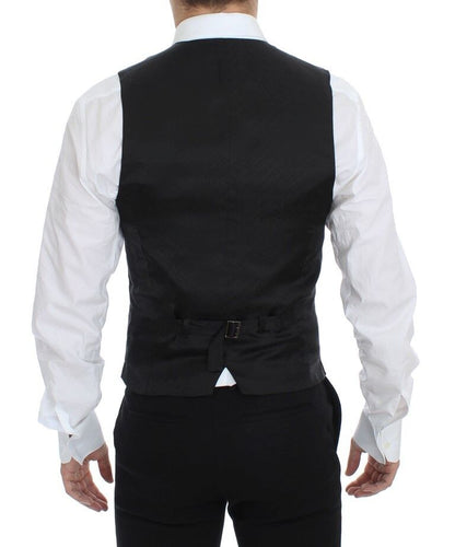 Dolce &amp; Gabbana – Schwarze, gestreifte Stretch-Weste