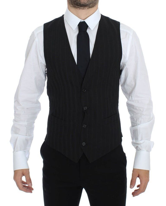 Dolce &amp; Gabbana – Schwarze, gestreifte Stretch-Weste