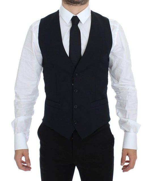 Dolce &amp; Gabbana – Weste aus blauer Wolle für formelle Anlässe