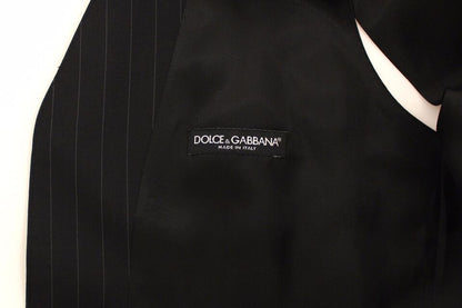 Dolce &amp; Gabbana – Schwarze Weste aus gestreifter Wolle und Seide