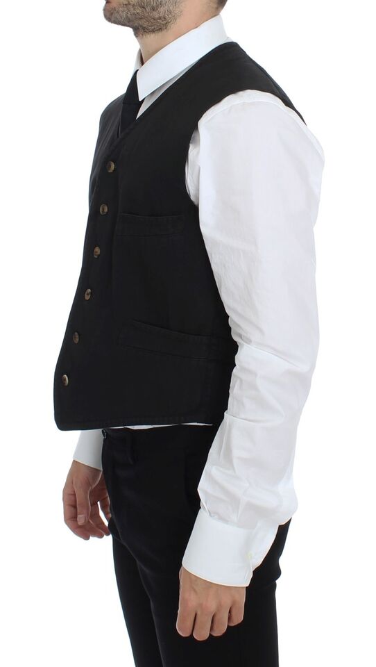Dolce &amp; Gabbana – Schwarze Weste aus Baumwollmischung