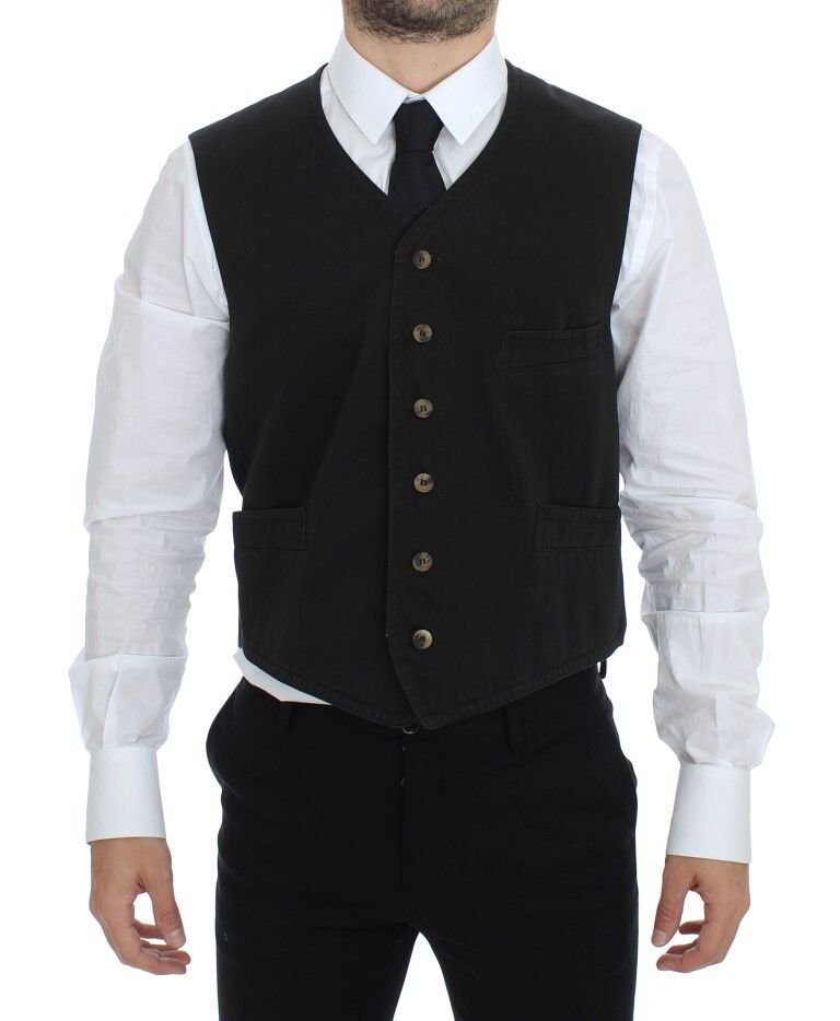 Dolce &amp; Gabbana – Schwarze Weste aus Baumwollmischung