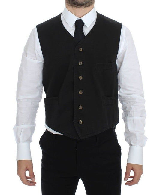 Dolce &amp; Gabbana – Schwarze Weste aus Baumwollmischung