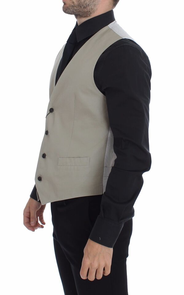 Dolce &amp; Gabbana Beige Seidenmischung Kleid Formale Weste Gilet