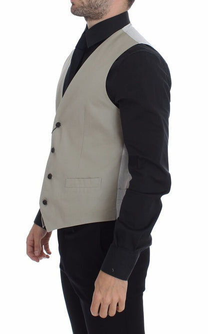 Dolce &amp; Gabbana Beige Seidenmischung Kleid Formale Weste Gilet