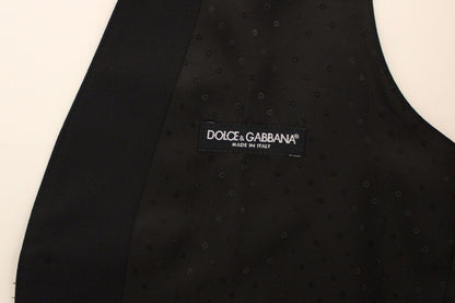 Dolce &amp; Gabbana – Schwarzer Stretch-Westenblazer aus Wolle und Seide