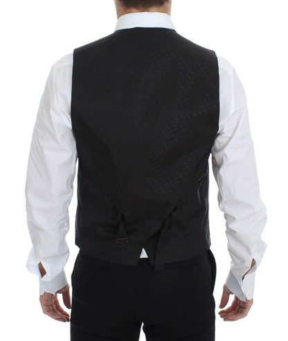 Dolce &amp; Gabbana – Schwarzer Stretch-Westenblazer aus Wolle und Seide