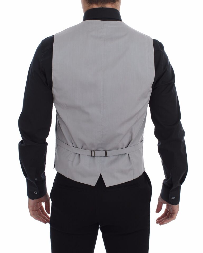 Dolce &amp; Gabbana – Graue Slim Fit-Weste aus Baumwolle mit Knopfleiste vorne