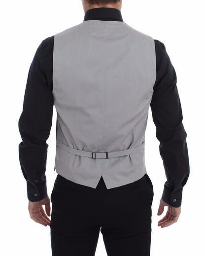 Dolce &amp; Gabbana – Graue Slim Fit-Weste aus Baumwolle mit Knopfleiste vorne