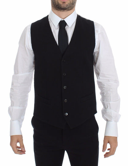 Dolce &amp; Gabbana – Schwarze Anzugweste aus Baumwolle mit Blazer