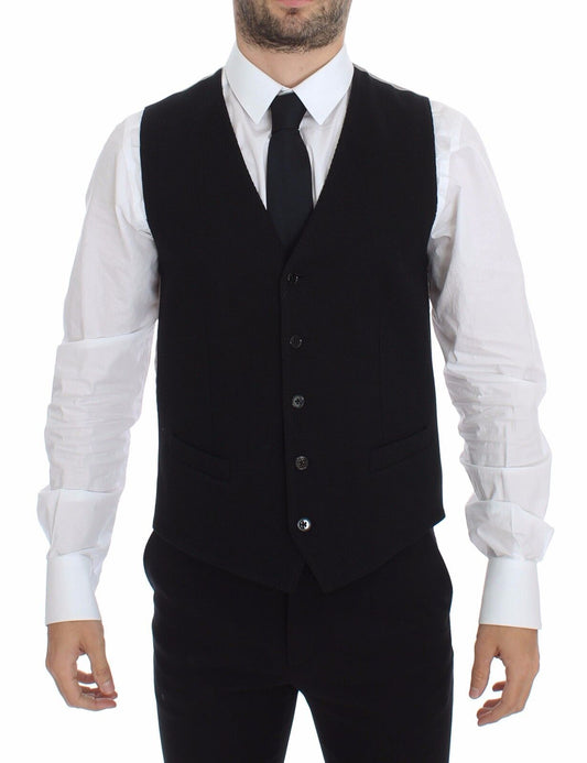 Dolce &amp; Gabbana – Schwarze Anzugweste aus Baumwolle mit Blazer