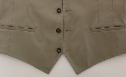 Dolce &amp; Gabbana Beige Baumwollkleid Weste Blazer Jacke