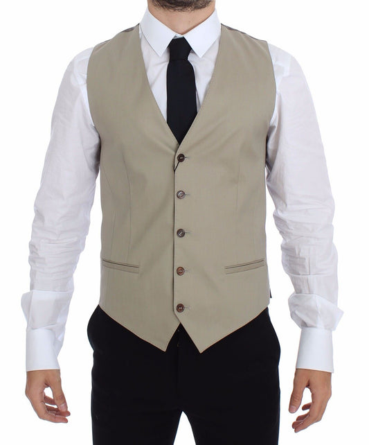 Dolce &amp; Gabbana Beige Baumwollkleid Weste Blazer Jacke