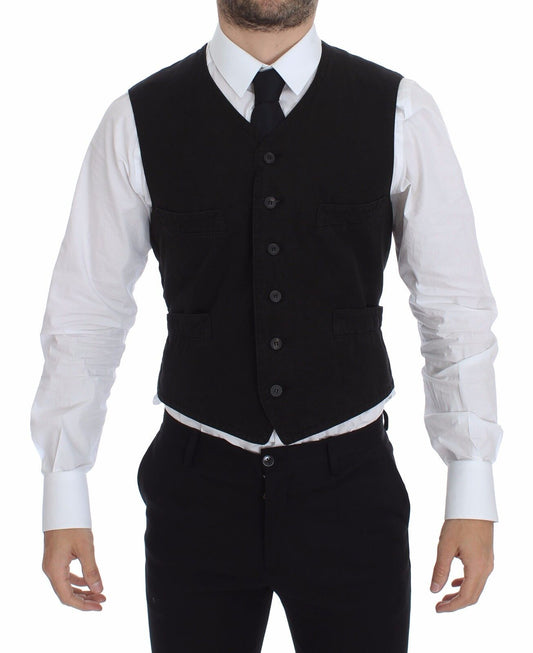 Dolce &amp; Gabbana – Schwarzer Blazer aus Leinen und Baumwolle