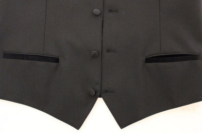 Dolce &amp; Gabbana – Schwarzer Stretch-Westenblazer aus Wolle und Seide