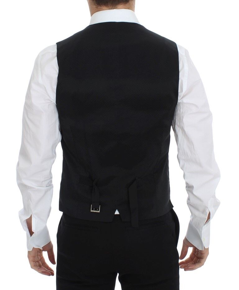 Dolce &amp; Gabbana – Schwarzer Stretch-Westenblazer aus Wolle und Seide