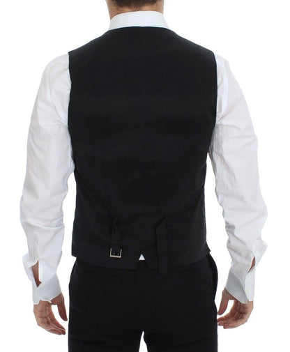Dolce &amp; Gabbana – Schwarzer Stretch-Westenblazer aus Wolle und Seide