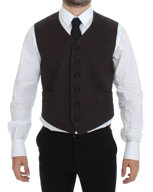 Dolce &amp; Gabbana – Weste aus brauner Baumwollmischung