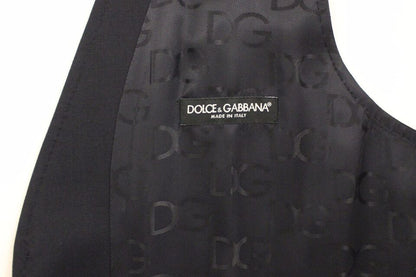 Dolce &amp; Gabbana Grau gestreifte Weste aus Wolle und Seide
