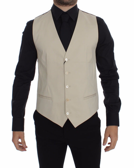 Dolce &amp; Gabbana Beige Baumwoll-Stretch-Westenblazer