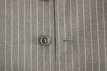 Dolce &amp; Gabbana Grau gestreifte einreihige Strickjacke aus Wolle