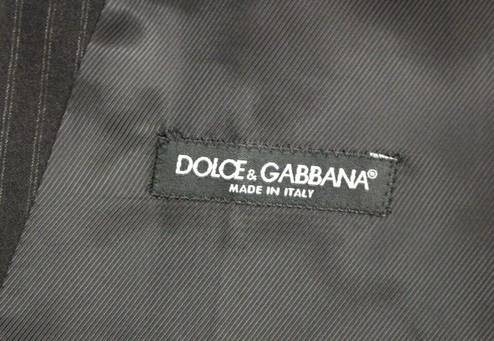 Dolce &amp; Gabbana – Schwarz gestreifte einreihige Strickjacke aus Wolle