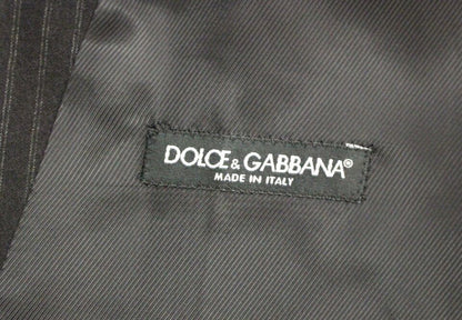 Dolce &amp; Gabbana – Schwarz gestreifte einreihige Strickjacke aus Wolle