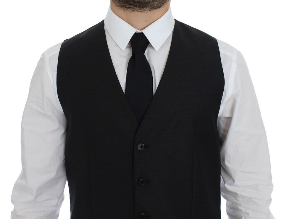 Dolce &amp; Gabbana Graue Woll-Seiden-Kleidweste Weste