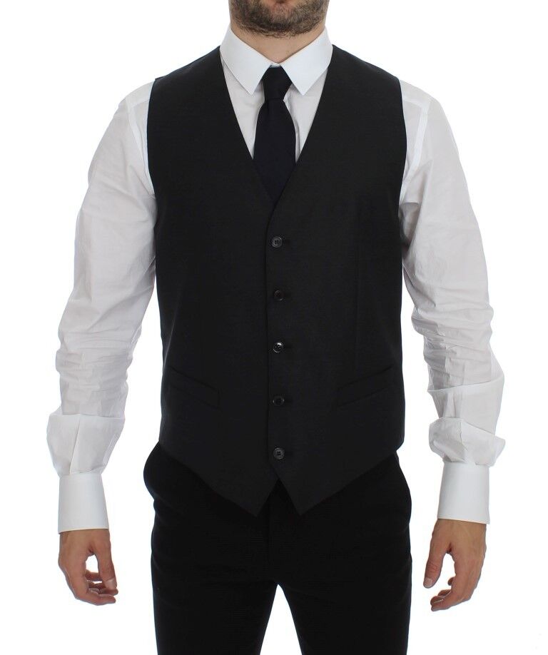 Dolce &amp; Gabbana Graue Woll-Seiden-Kleidweste Weste