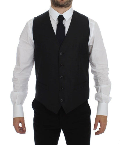 Dolce &amp; Gabbana Graue Woll-Seiden-Kleidweste Weste