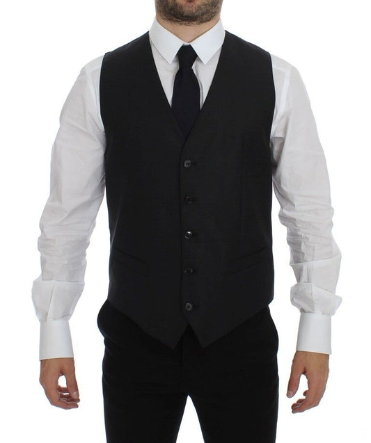 Dolce &amp; Gabbana Graue Woll-Seiden-Kleidweste Weste