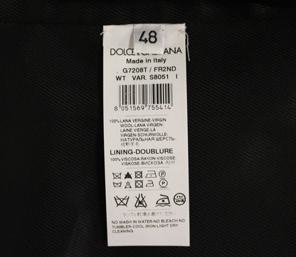 Dolce &amp; Gabbana Grau gestreifte einreihige Strickjacke aus Wolle