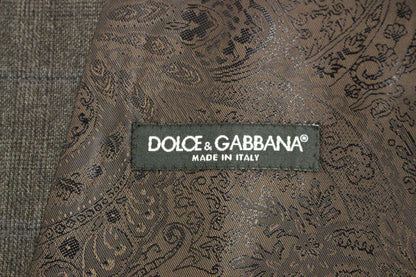 Dolce &amp; Gabbana – Braun karierte einreihige Strickjacke aus Wolle