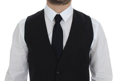 Dolce &amp; Gabbana – Schwarz gestreifte einreihige Strickjacke aus Wolle