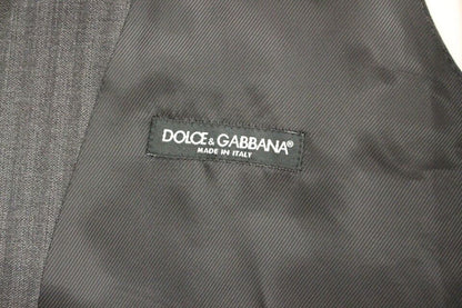 Dolce &amp; Gabbana Grau gestreifte einreihige Strickjacke aus Wolle