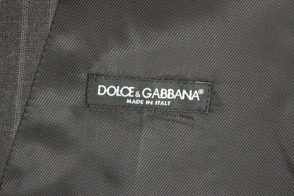 Dolce &amp; Gabbana Grau gestreifte Wollweste mit Logo