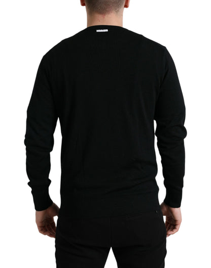 Dolce &amp; Gabbana Schwarzer Pullover aus Wolle mit Rundhalsausschnitt