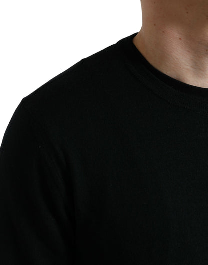 Dolce &amp; Gabbana Schwarzer Pullover aus Wolle mit Rundhalsausschnitt