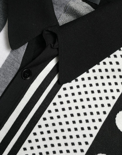 Dolce &amp; Gabbana Black White Jumper Cardigan Polo Sweater