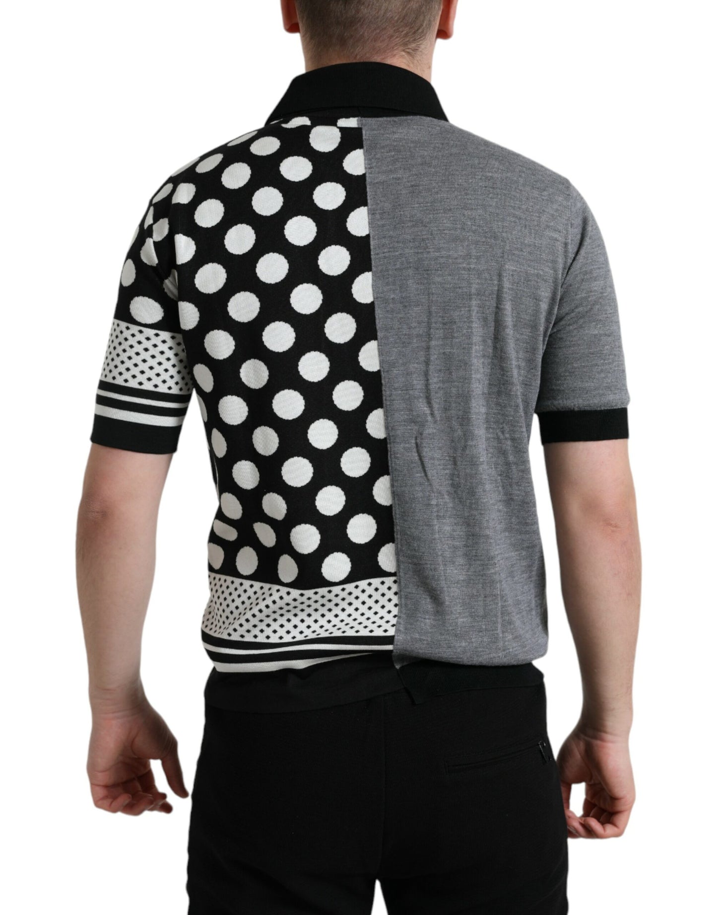 Dolce &amp; Gabbana Black White Jumper Cardigan Polo Sweater